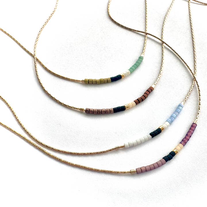 Minimalist Beaded Necklace - "Mimas" for wholesale by Ocean Breakup