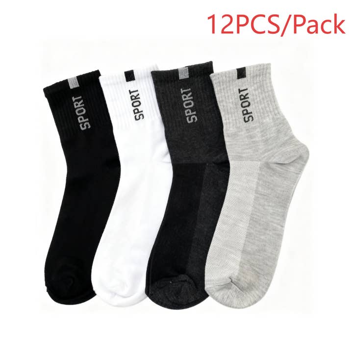 Chaussettes mi-mollet imprimées "SPORT" pour hommes - Ajustement élastique doux pour la vente par FLUFFERY