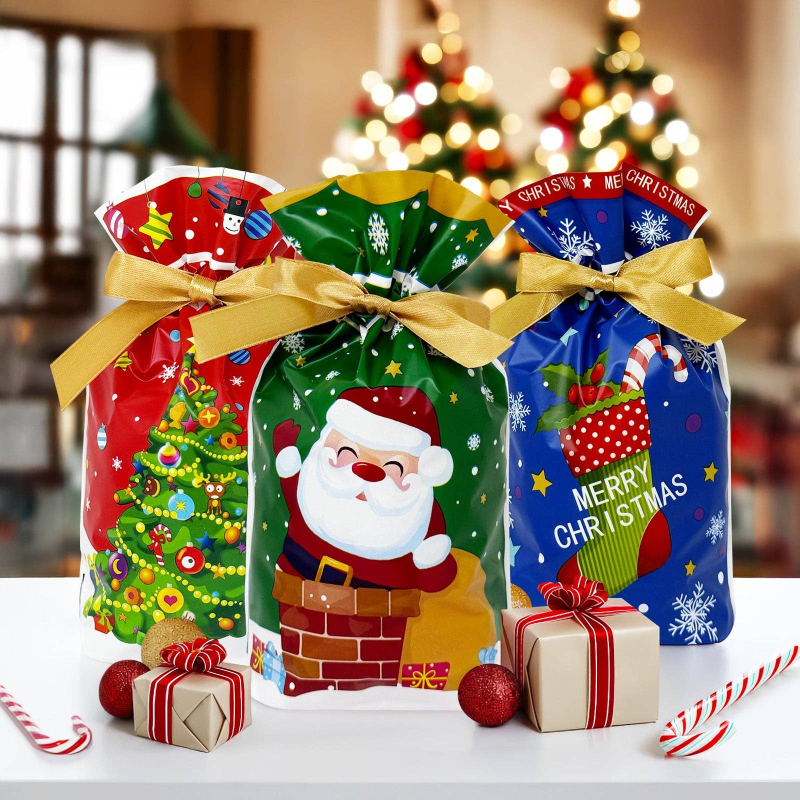 Wrapables.com - Wholesale Gift Bag - Wrapables Christmas Drawstring Treat Bags (50pcs)2