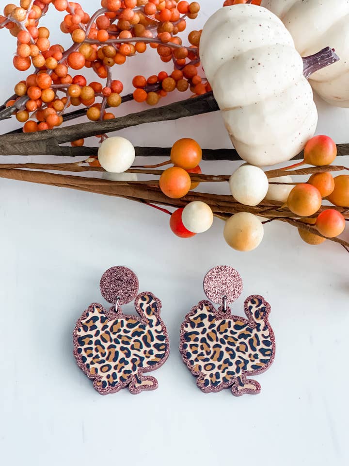 Leopard Turkey Fall Earrings "Dangles" for wholesale by Harris Girls & Co.