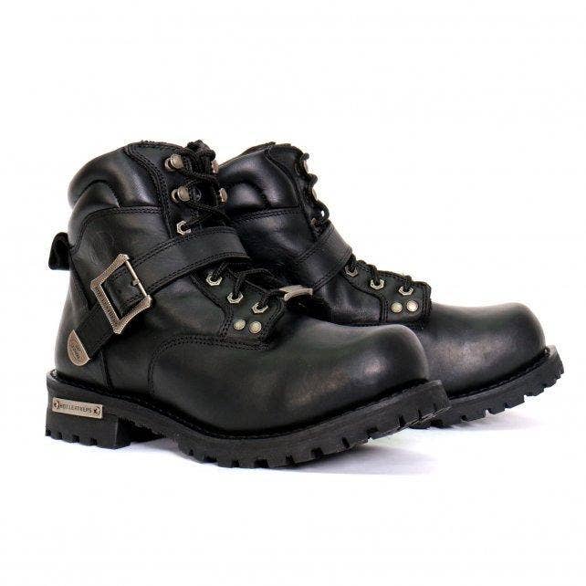 NEGRO Hot Leathers BTM1007 botas de piel tipo logger negras de 6 pulgadas con hebilla ajustable para hombre de venta al por mayor en Faire8