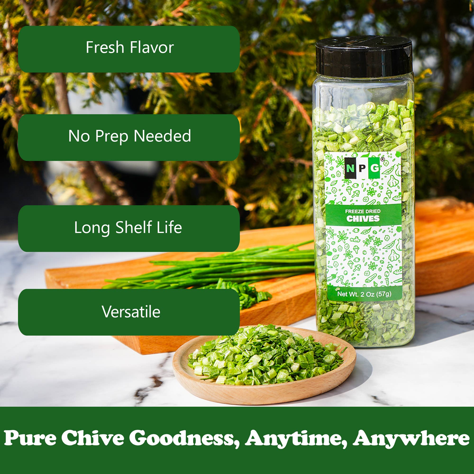 Natural Plus Green - Wholesale Dried/dehydrated vegetables - NPG Freeze-Dried Chives 2 Oz3