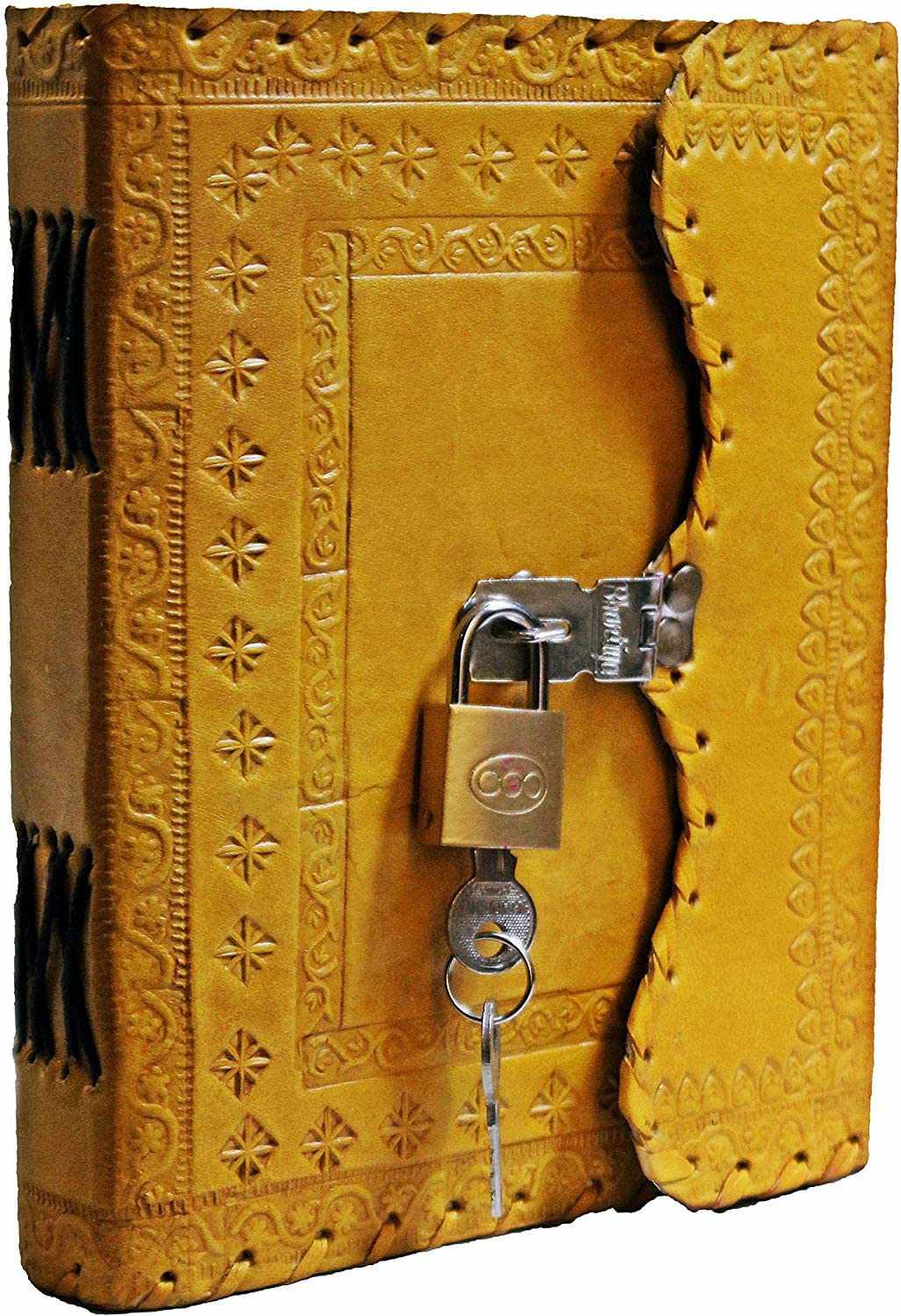 Tuzech Leather - Vente Journal intime - Journal en cuir TUZECH pour hommes et femmes, carnet en cuir pour écrire des poèmes, carnet de croquis, carnet de notes pour tenir des registres, mémoire personnel avec serrure et clé - Non ligné 7 pouces12