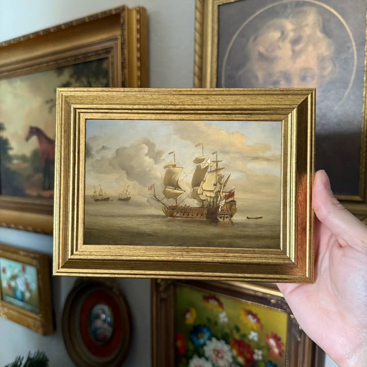 Vintage Style Pirate Ship painting Art Print Framed for wholesale by Thrift Antiques