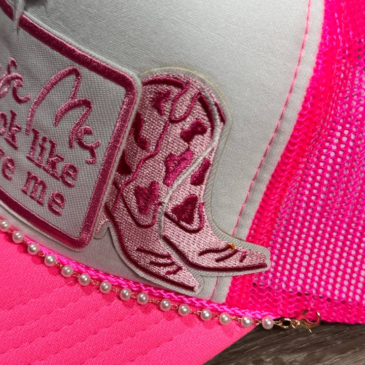 Patchwrx Customs Hat Bar - Wholesale Trucker Hat - Women's - Excuse Me, You Look Like You Love Me Cowgirl Boots Trucker Hat2