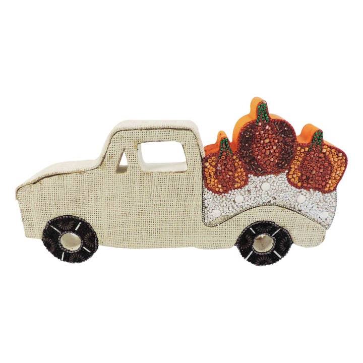 Load of Pumpkins Beaded Table Decor in Orange & White for wholesale by Trunkin'