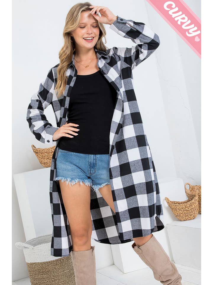 Sweet Lovely by Jen - Wholesale Button Down Shirt - Women's - SW2012PL PLAID BUTTON UP LONG SHIRT19