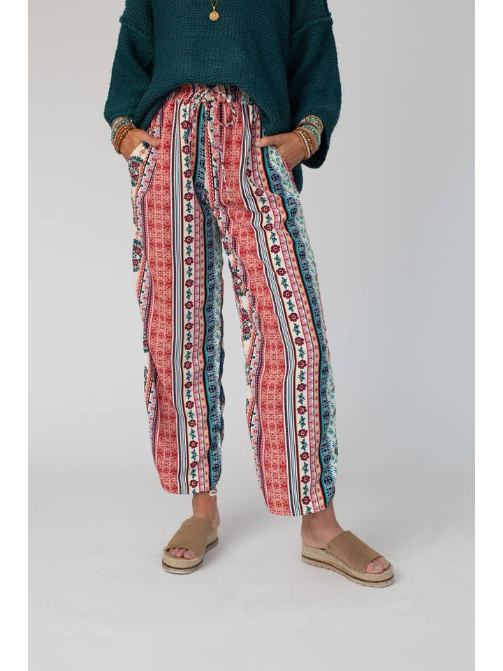 Three Bird Nest - Wholesale Pants - Women's - Staycation Wide Leg Drawstring Pant - Red Clay