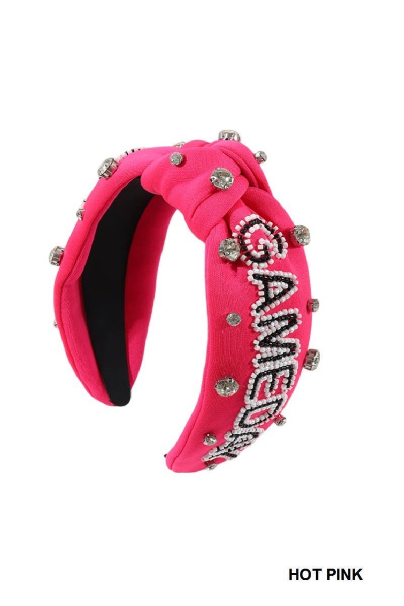 HOT PINK Game Day Team Spirit Rhinestone Headband for wholesale on Faire2