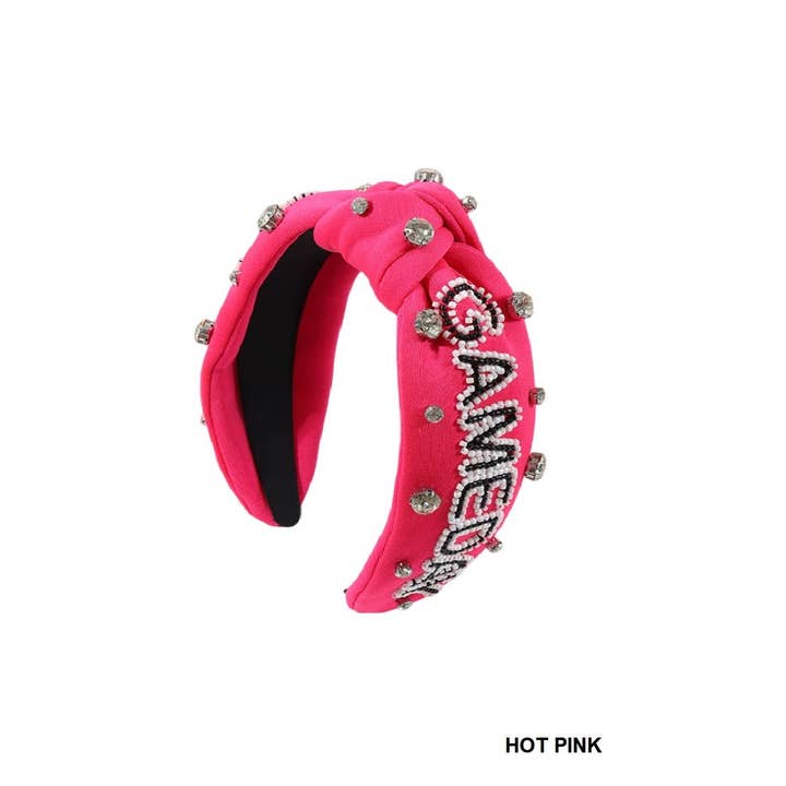 HOT PINK Game Day Team Spirit Rhinestone Headband for wholesale on Faire2
