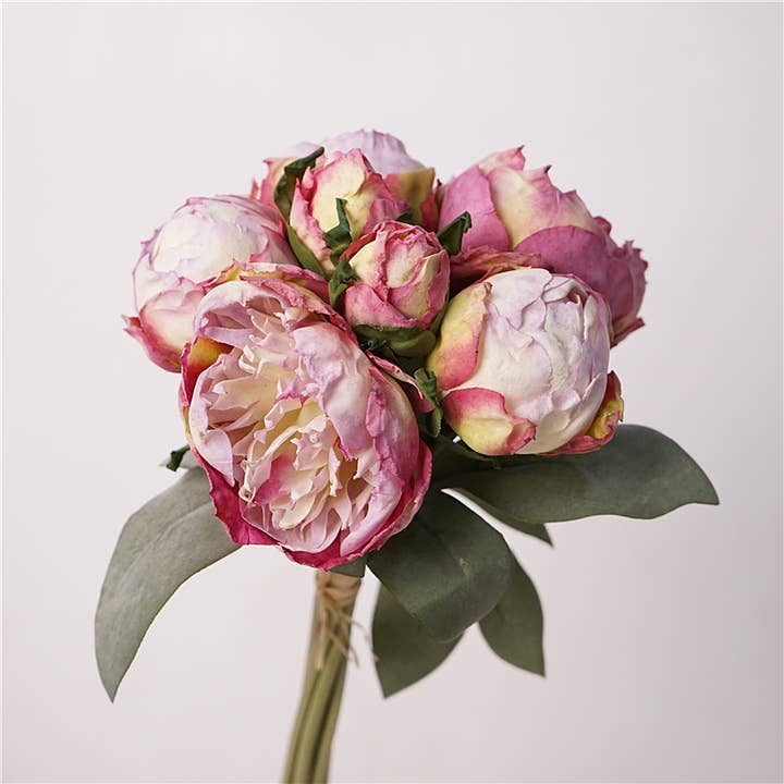 Sweet Home Deco - Wholesale Artificial Flowers - 12''T Silk Peony Floral Bouquet, Spring Peonies, 7 Stems