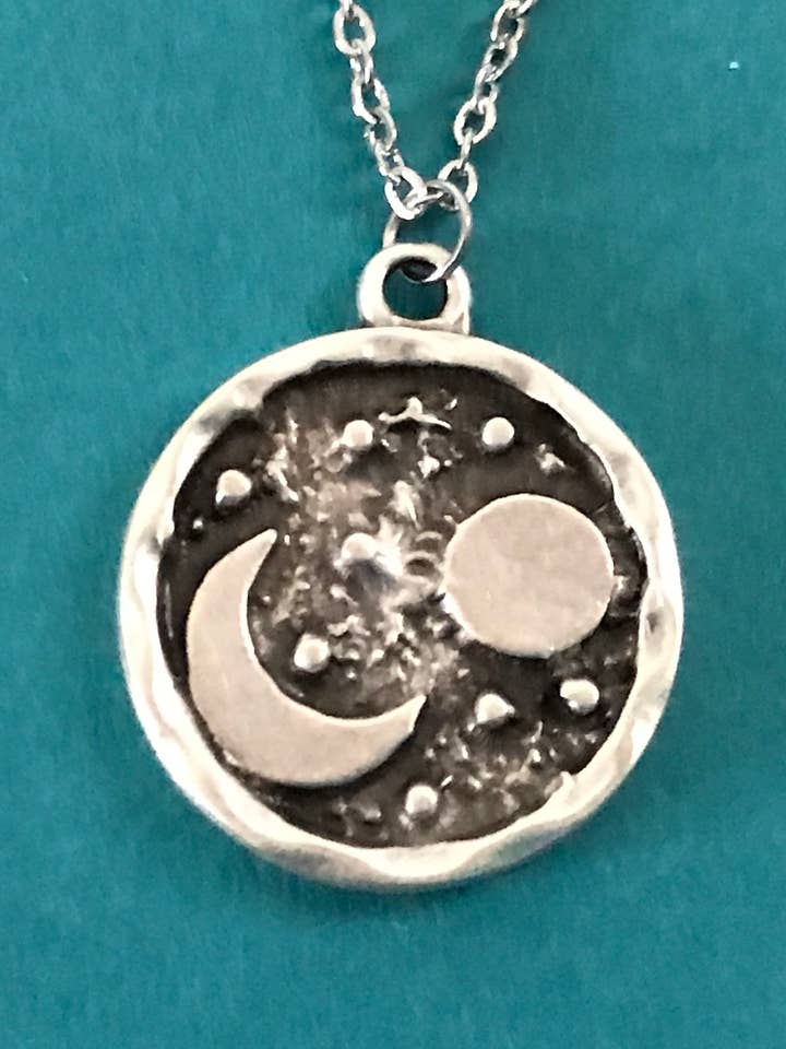 Silver Sun and Moon Necklace for wholesale by Dreamspirit