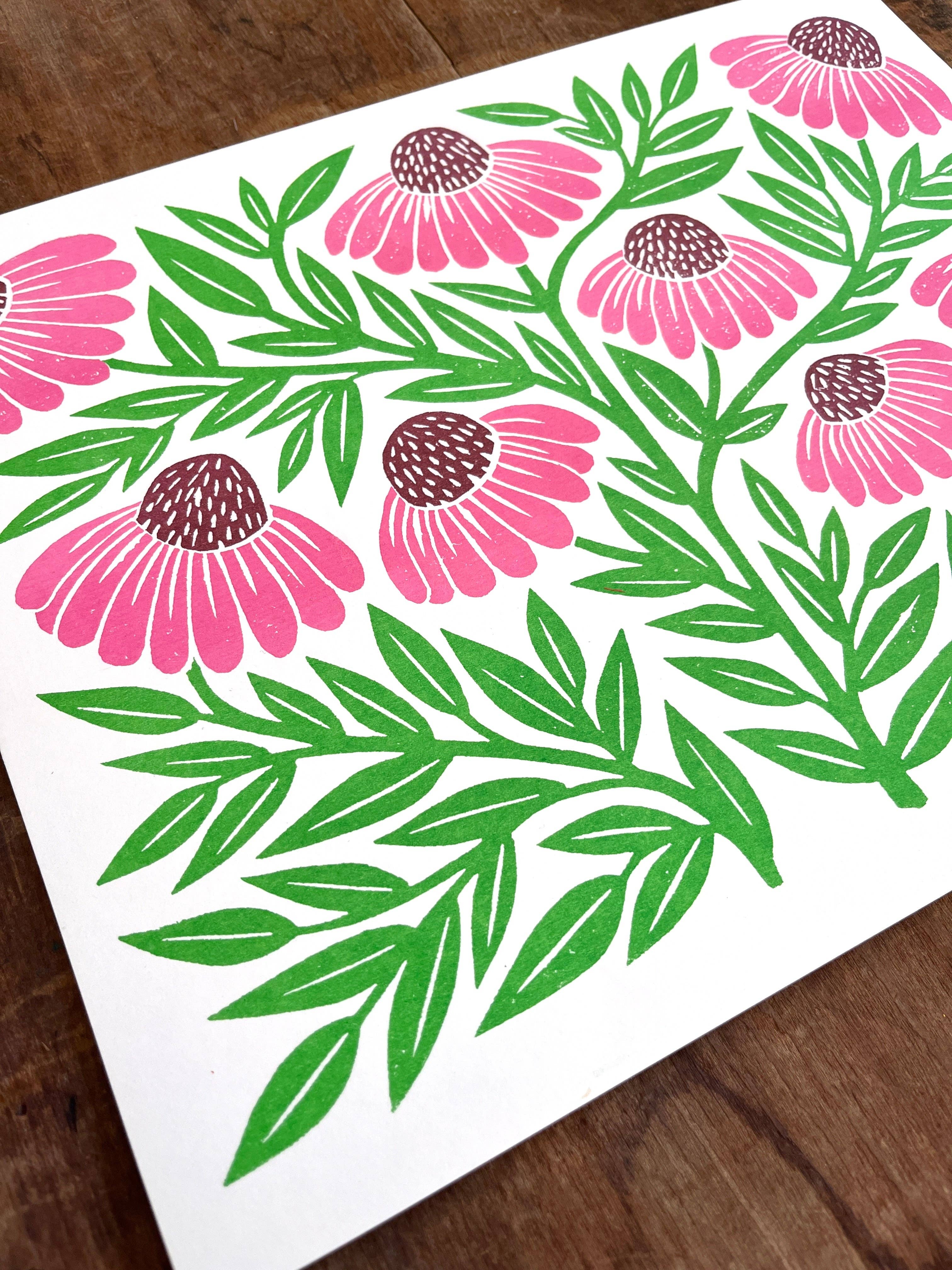 Katharine Watson - Wholesale Art Print - Garden Series: Echinacea Risograph Print4