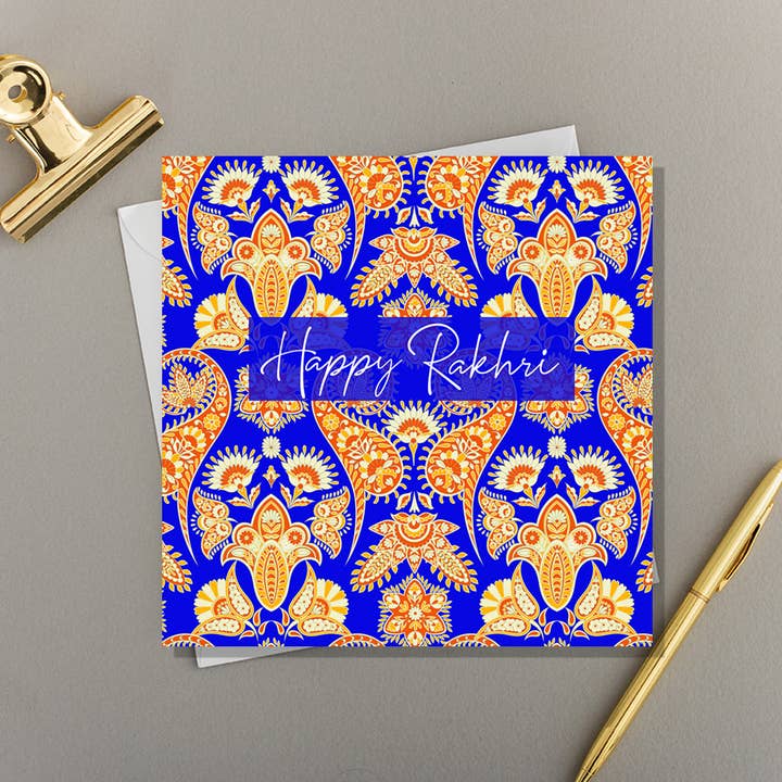 x6 Happy Rakhri Bandhan | Pink Paisley Motifs (Copy) for wholesale by Eastern Print Studio