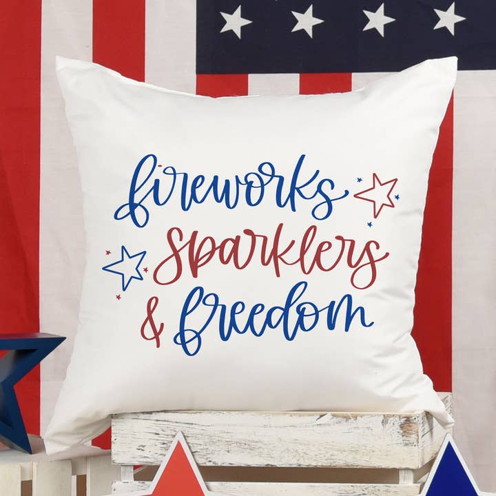 Fireworks, Sparklers & Freedom Pillow, 4th of July Decor for wholesale by Canary Road