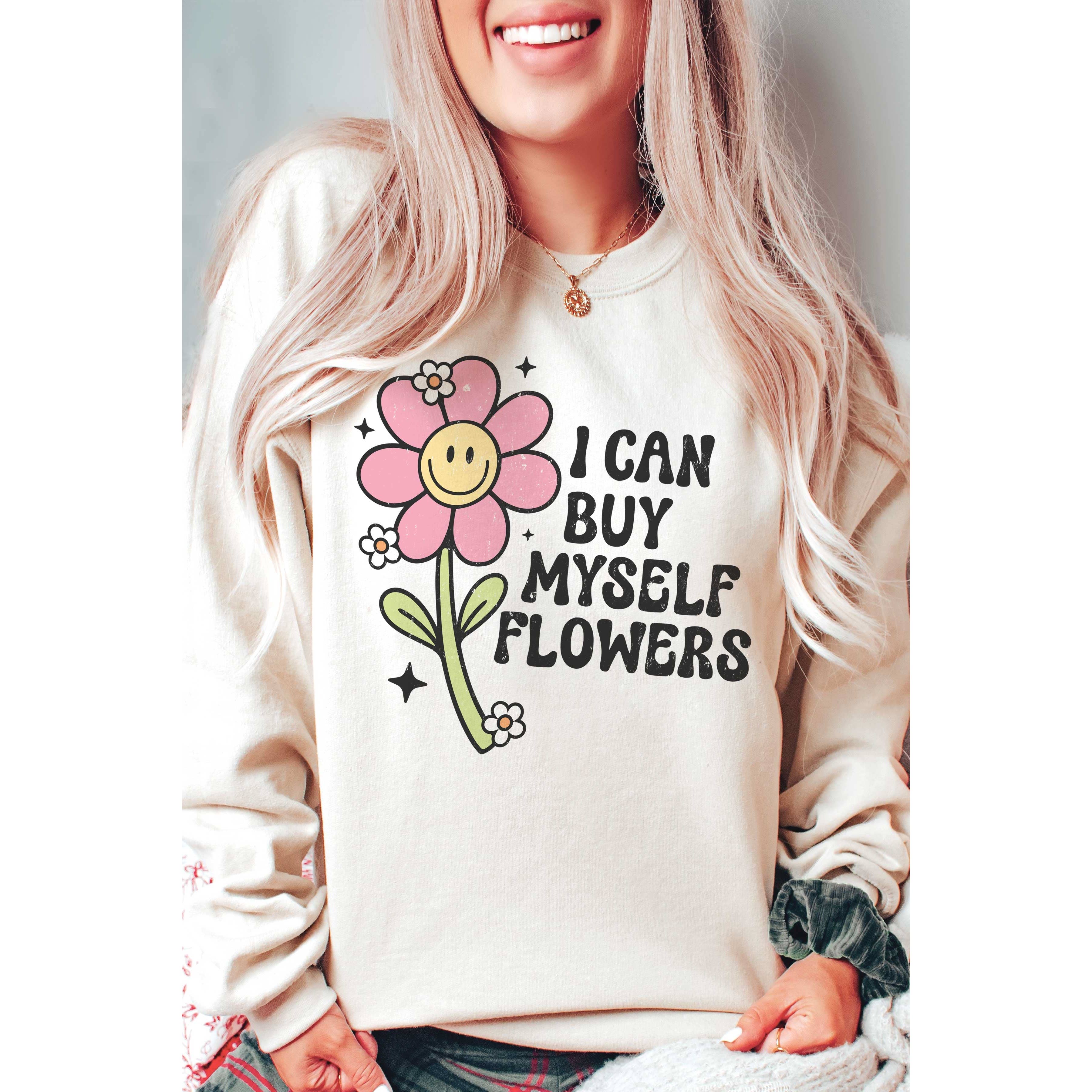 BLUME & CO. - Vente Sweat-shirt à imprimés – femme - Sweatshirt graphique I CAN BUY MYSELF FLOWERS1