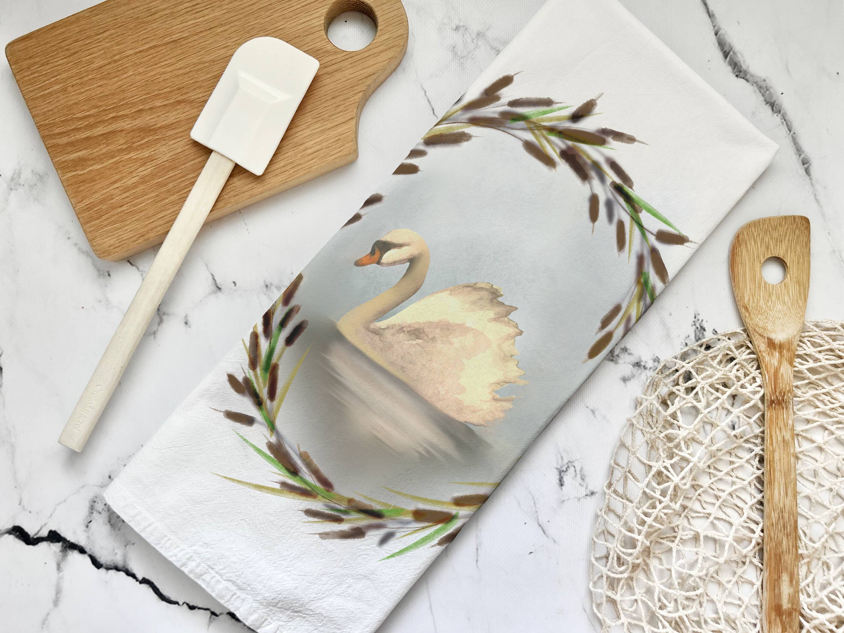Honey Brush Design® - Wholesale Tea Towel - Swan Tea Towel1