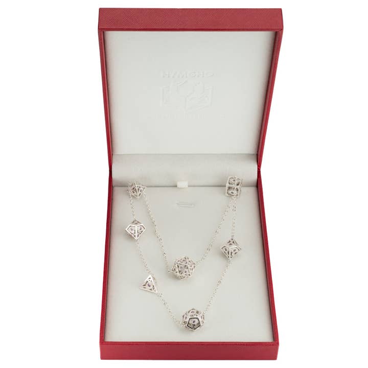 Hymgho Premium Dice - Wholesale Pendant/Charm Necklace - Dragon's Eye 7-die Necklace - Silver with Pink Gems1