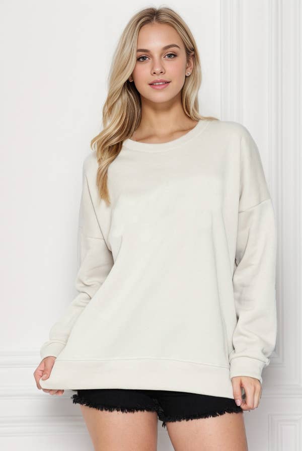 Burgundy Apparel - Wholesale Sweatshirt - Women's - SOLID FLEECE OVERSIZED SWEATSHIRT (NEW COLORS)