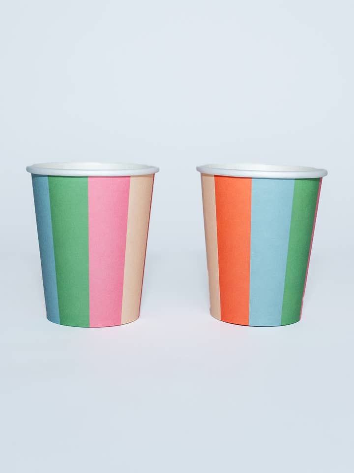Striped Paper Cups (x 12) - Striped Collection for wholesale by POP Party Supplies, LLC