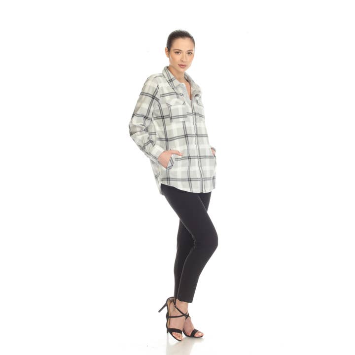 WHITE MARK - Wholesale Button Down Shirt - Women's - Women's Flannel Plaid Shirts