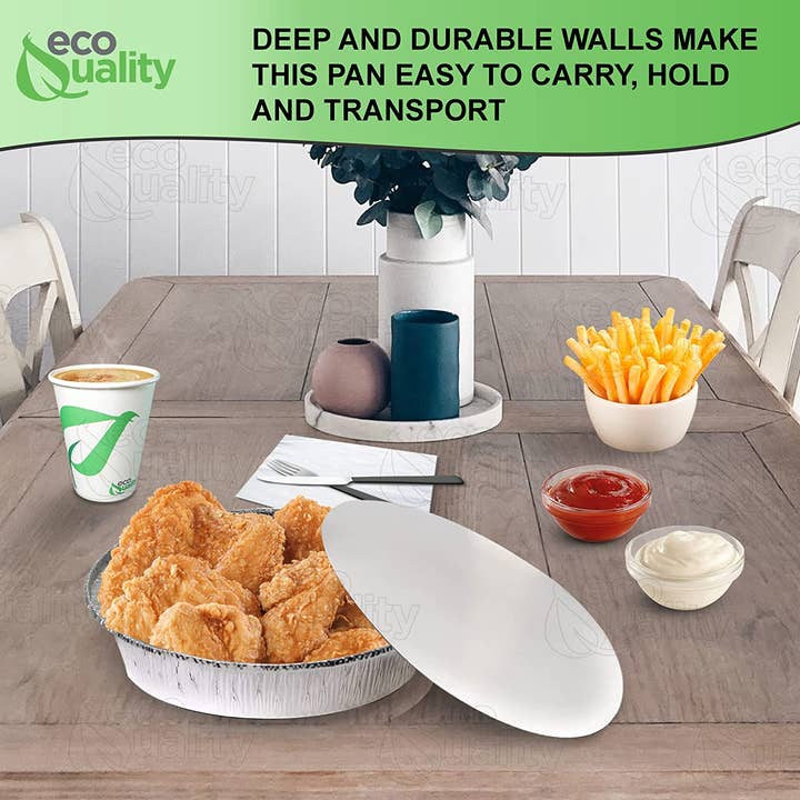 EcoQuality - Wholesale Disposable plate - 9" Disposable Round Aluminum Foil Food Pans5