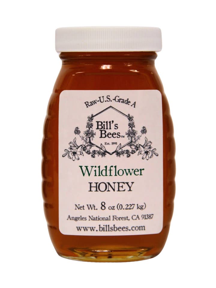 8 oz Wildflower Raw Honey for wholesale by Bill's Bees