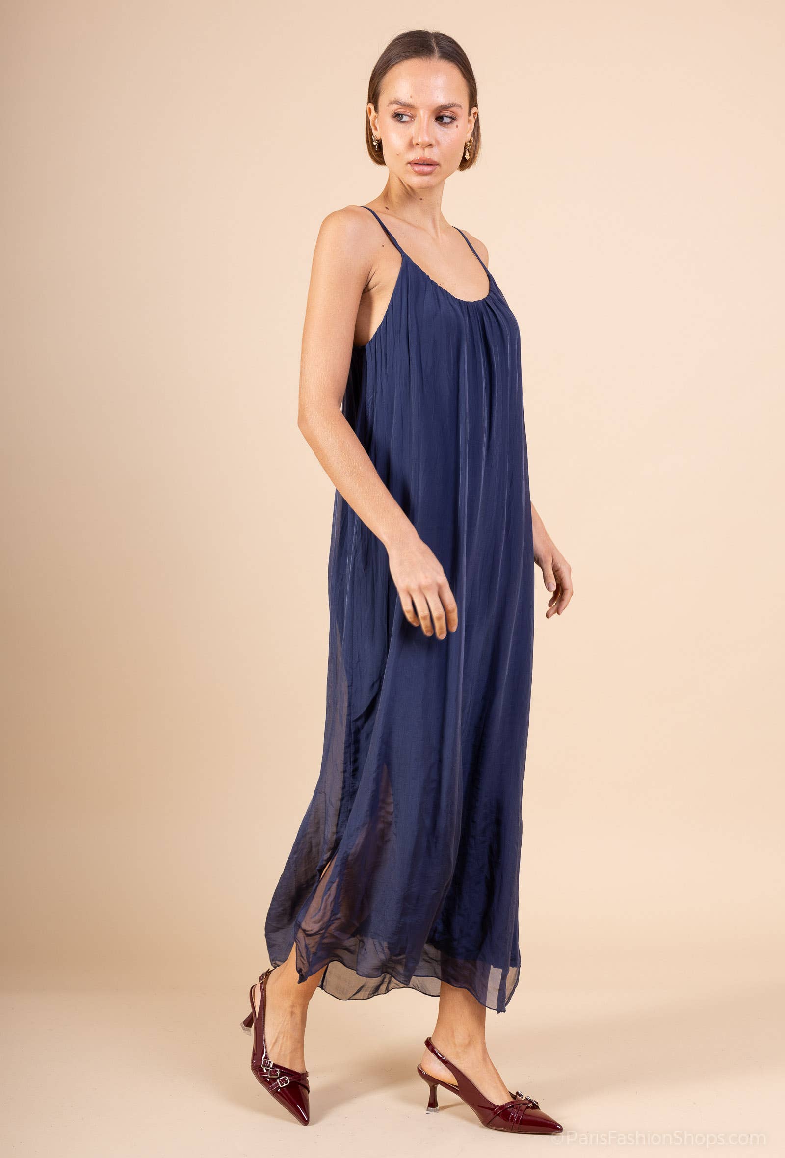 Shyloh - Wholesale Dress - Women's - Long silk dress with adjustable straps 3048013
