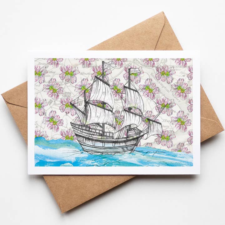 The Mayflower Greeting Card for wholesale by Rachel Reynolds