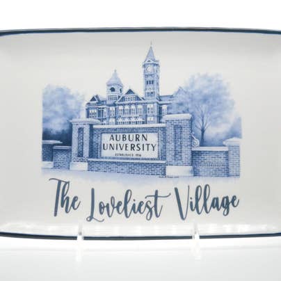 Auburn Campus Ceramic Trinket Tray for wholesale by Valiant Gifts Inc