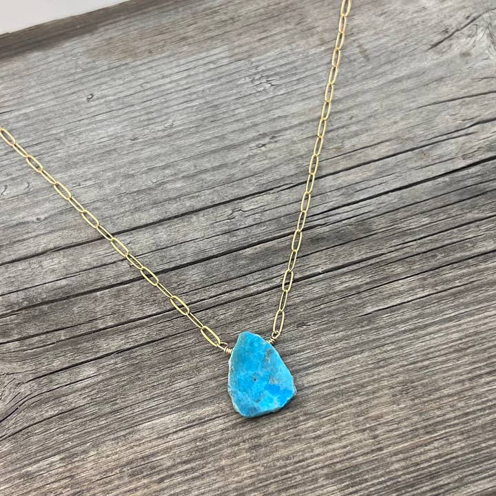 Raw Turquoise Slice halsketting voor wholesale door mercer & jayne