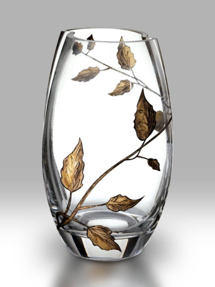 Gold Leaf - 20 cm Round Vase for wholesale by Nobile Glassware Ltd.