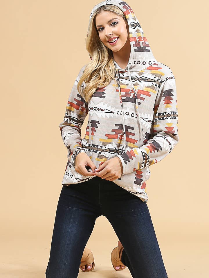 X167-RIAH AZTEC ULTRA SOFT HOODIE for wholesale by Avery