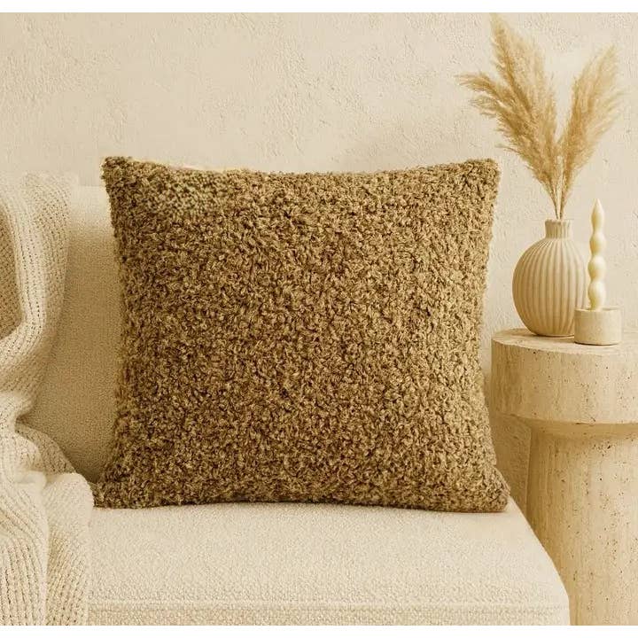 Texlina Holiday Decor Cozy Teddy Throw Pillow brown 18"x18" for wholesale by FLUFFERY