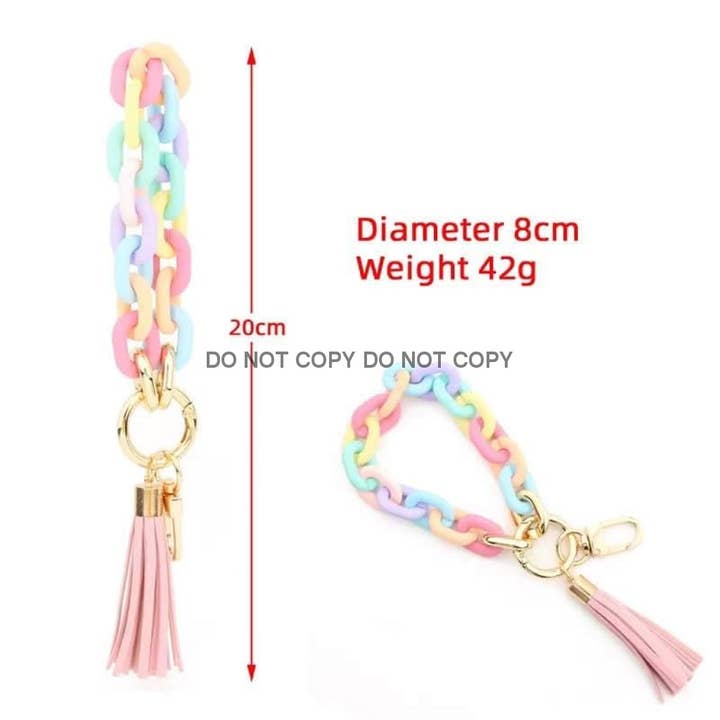 Kims Korner - Wholesale Link & Chain Bracelet - Acrylic Chain Link Tassel Bracelet ~ in stock!