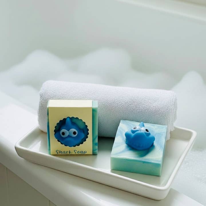 SARATOGA SOAP COMPANY - Wholesale Bar Soap - Shark Handmade Soap Bar for Kids VEGAN COLD PROCESS4