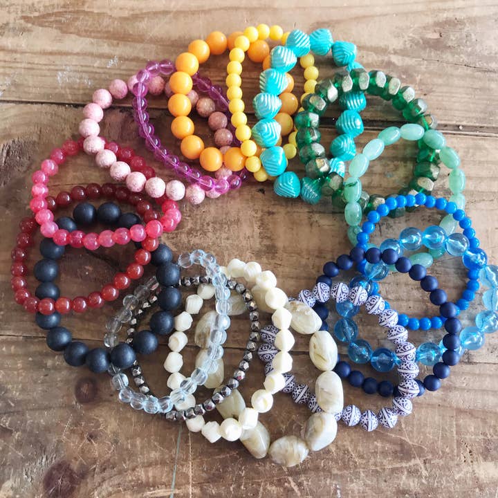 Mix Set of 10 Stretch Bracelets for wholesale by Kate Simpson Designs