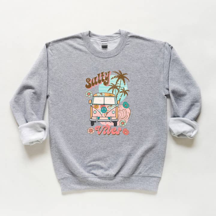The Juniper Shop Wholesale – Engroshandel Sweatshirt - Børn – Salty Vibes Van | Sommer | Strand | Sweatshirt til unge