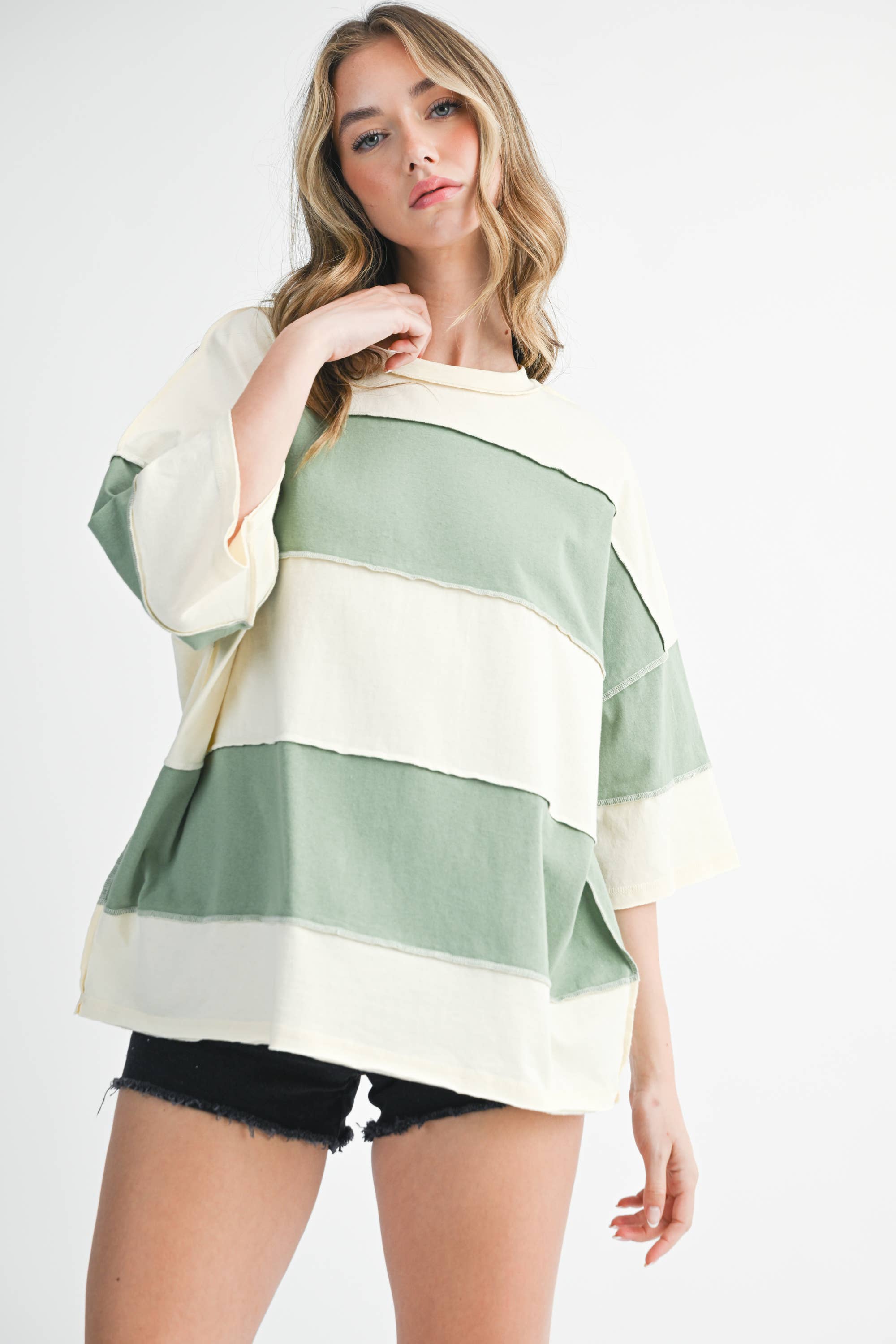 AEMI + CO - Wholesale Knit Top - Women's - 8417FN Polly Color Block Top43