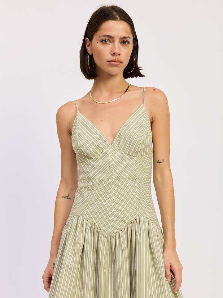 MINI RUFFLE STRIPED DRESS for wholesale by Emory Park