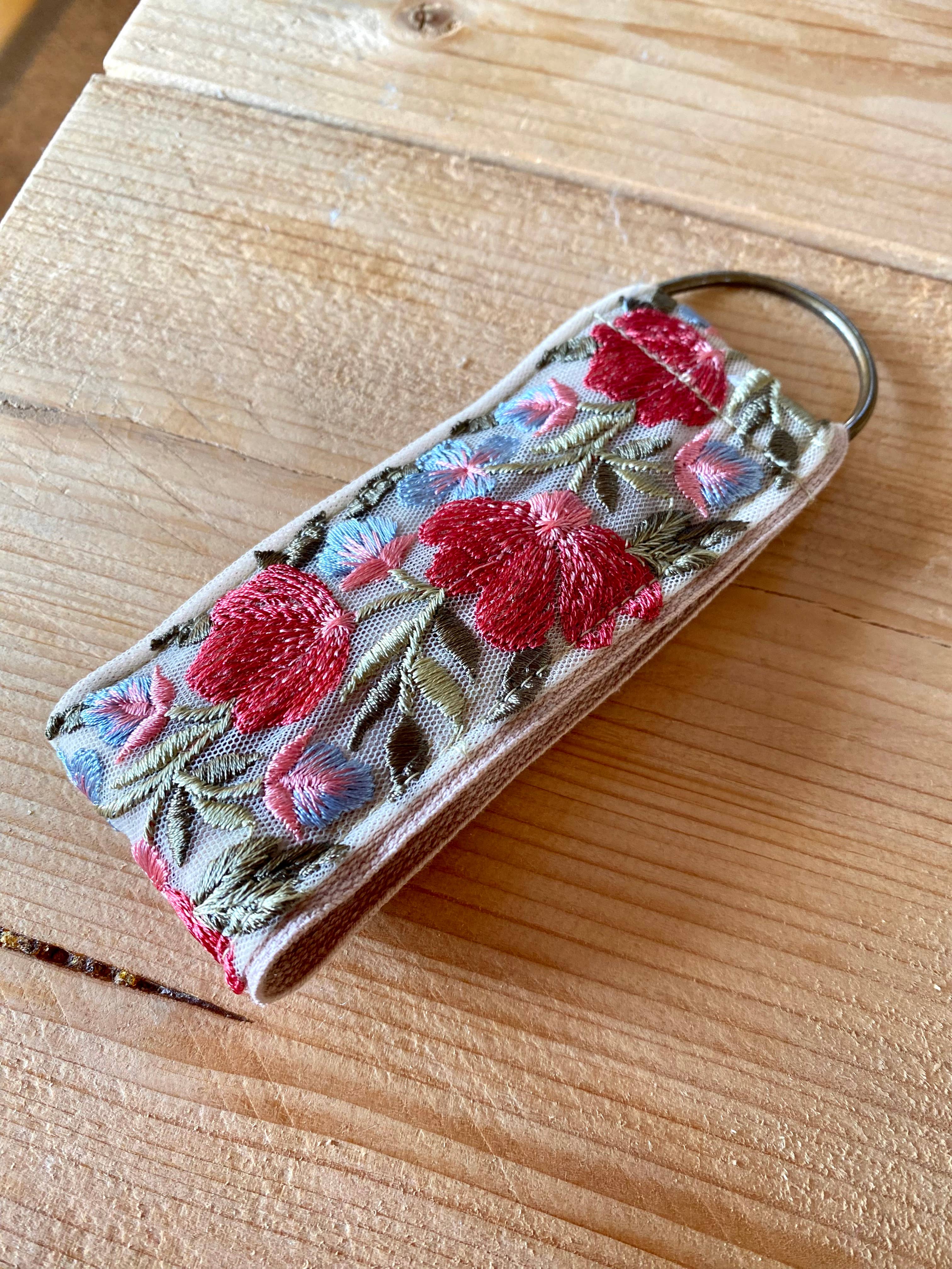 Temple of Treasure - Wholesale Keychain - Women's - Rosebud flora ~ floral fabric keychain ~ gifting 3