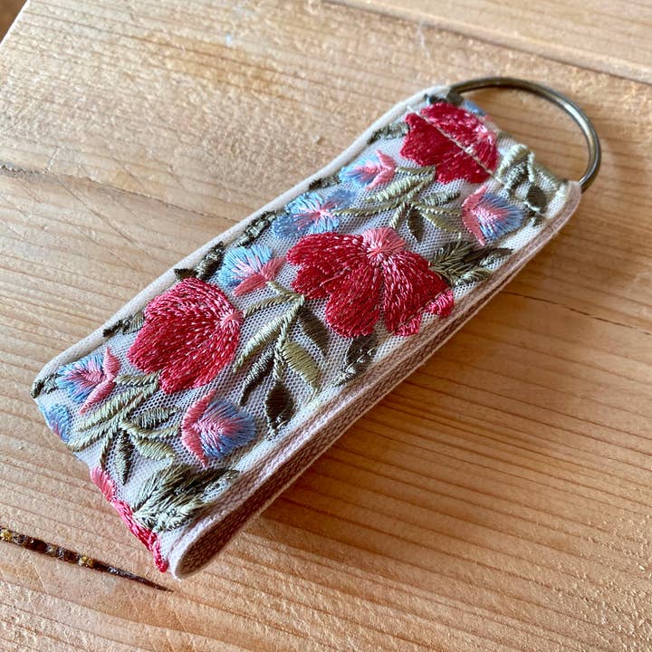 Temple of Treasure - Wholesale Keychain - Women's - Rosebud flora ~ floral fabric keychain ~ gifting 3