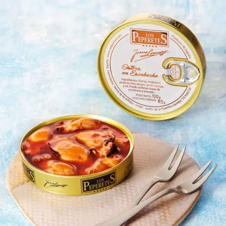 LE GOURMET CENTRAL - Wholesale Tinned Fish - Los Peperetes Oysters in Pickled Sauce | Ostras en Escabeche