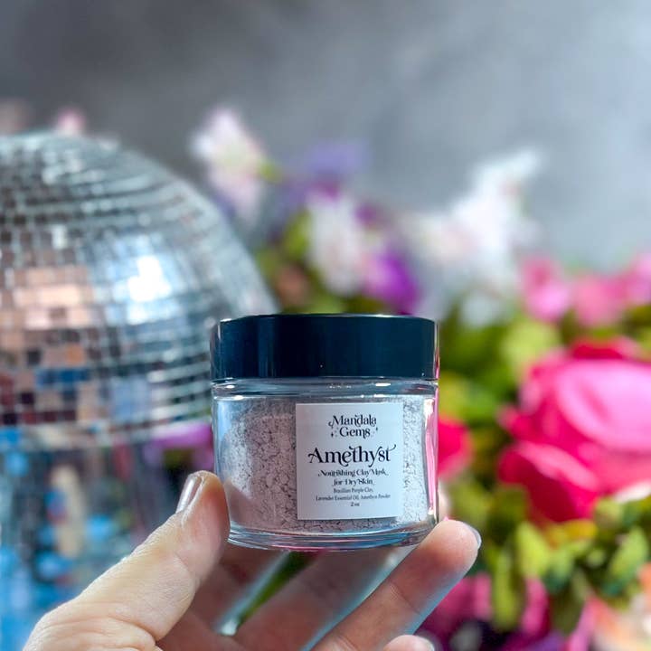 Mandala Gems - Wholesale Skincare Face Mask - Amethyst Nourishing Purple Clay Mask with Real Amethyst Sand