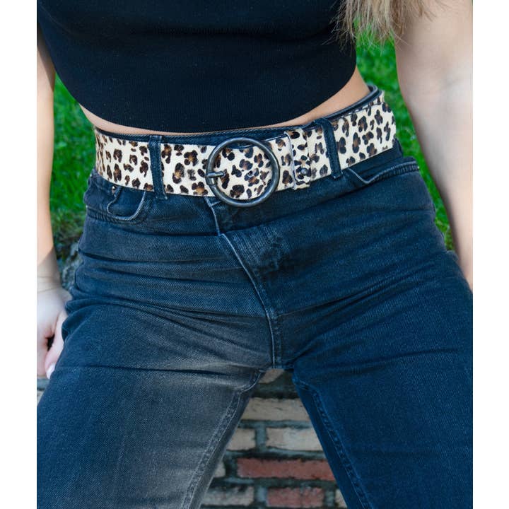 Amsterdam Heritage Leather Belts, Bags, Jackets & Apparel - Wholesale Belt - Women's - Pip Hair | Full Grain Animal Print Leather Belt for Women