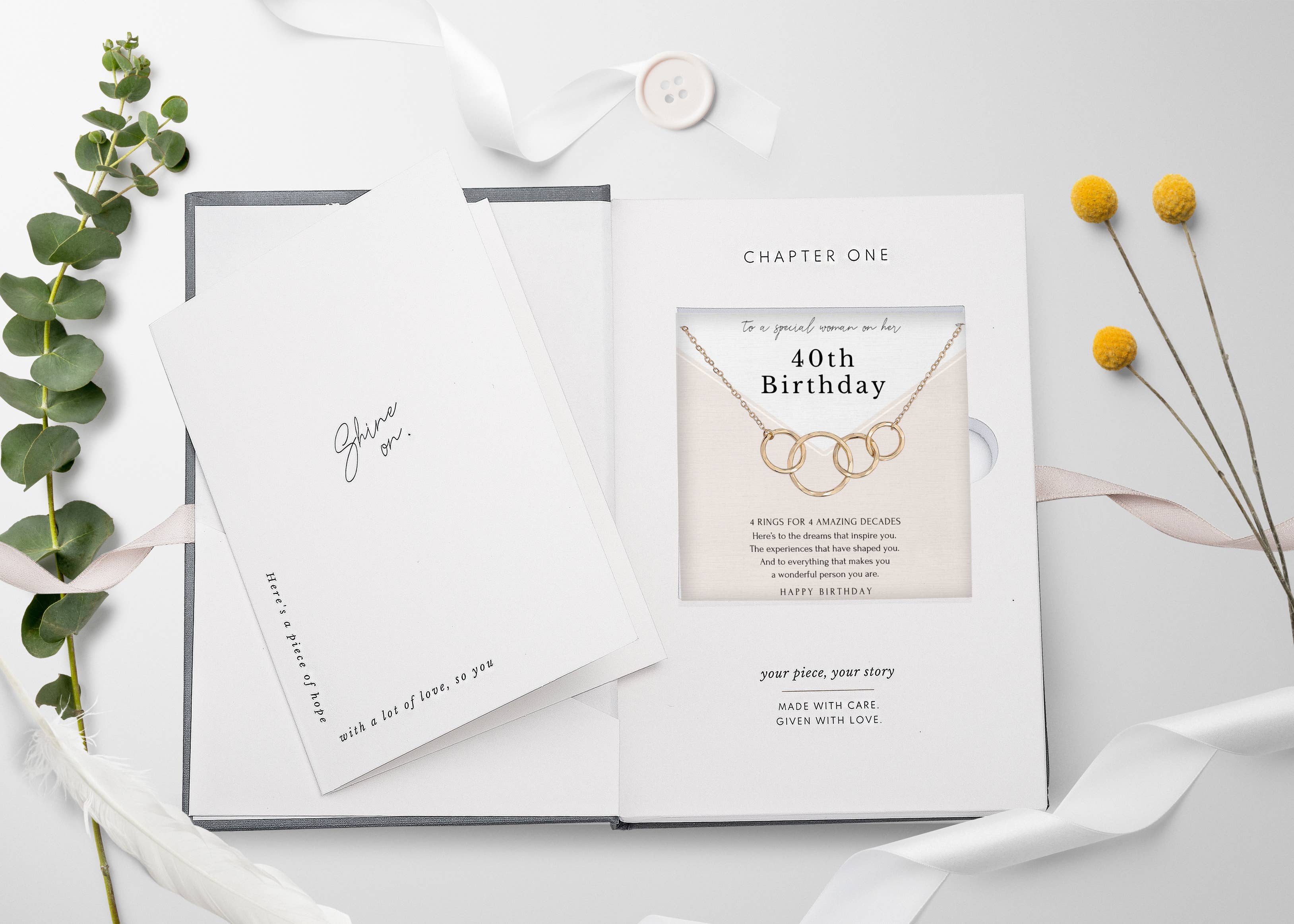 hope love shine - Wholesale Pendant/Charm Necklace - 40th Birthday Jewelry Gift - Gold Silver 4 Ring Necklace7