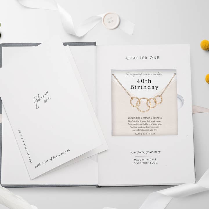 hope love shine - Wholesale Pendant/Charm Necklace - 40th Birthday Jewelry Gift - Gold Silver 4 Ring Necklace7