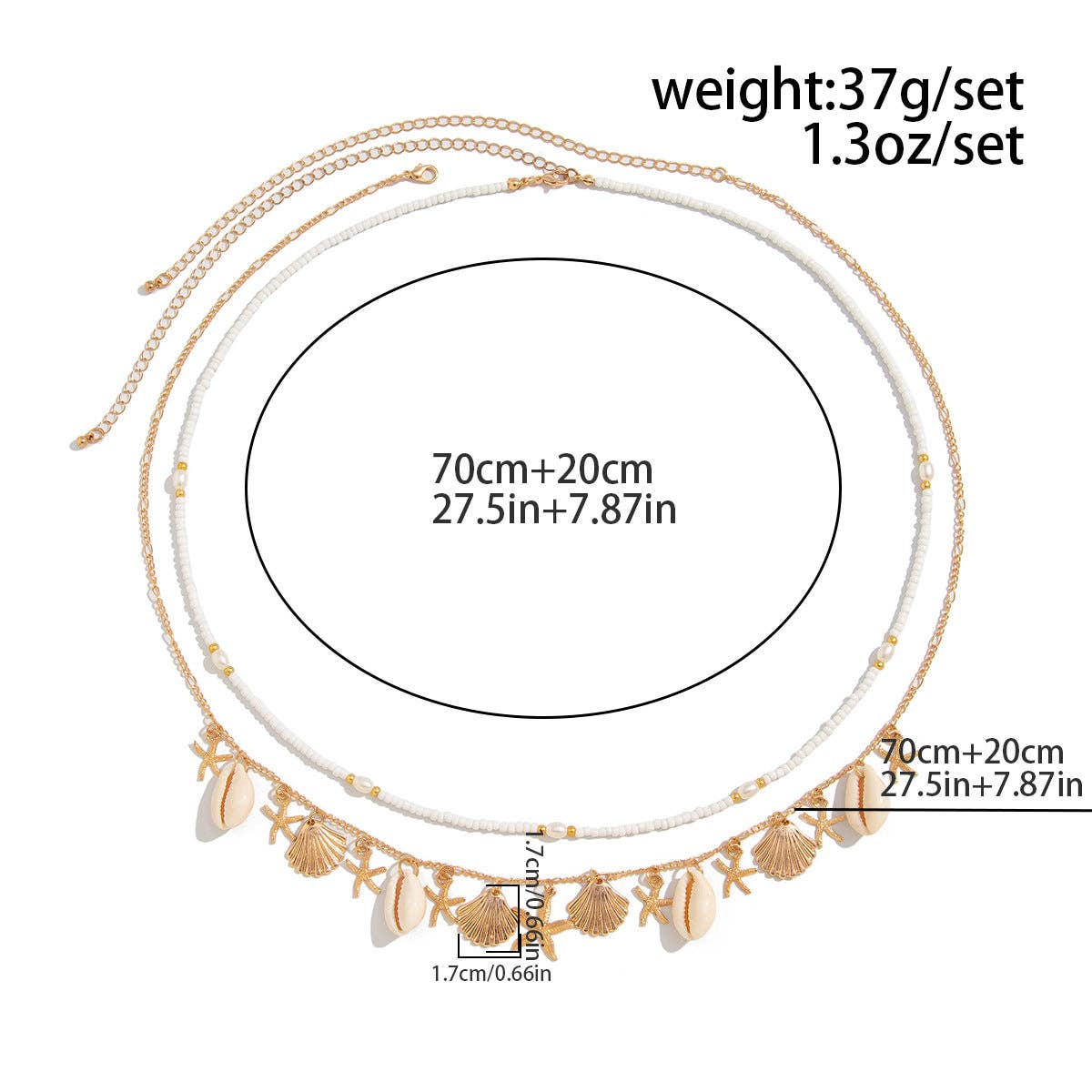 Dipped Shop – wholesale Belt – Women's – Boho Starfish Conch Pendant Waist Chain DP25D73511