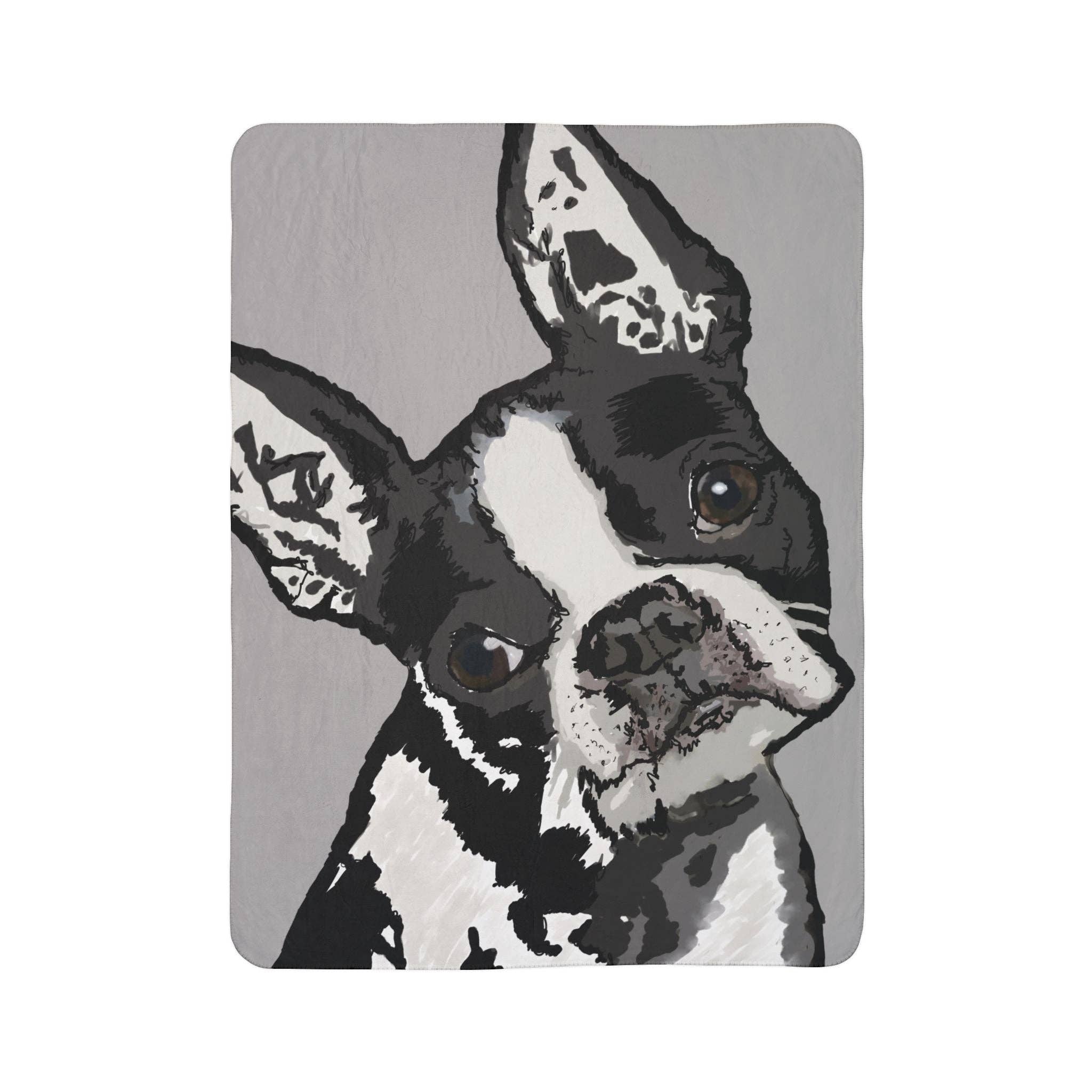 Blue Cava - Wholesale Throw Blanket - Cozy Boston Terrier Dog Lover Fleece Sherpa Blanket1