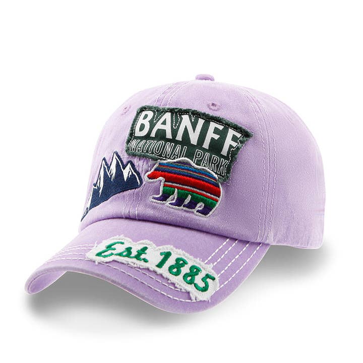 Banff Distressed Patch Baseball Cap for wholesale by Northern Icons Canada
